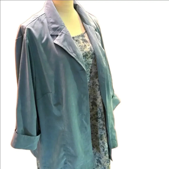 90s M.H.M. Melissa Harper 2 pc Maxi Sage Green Jacket Green & White Dress 20W - Picture 3 of 16